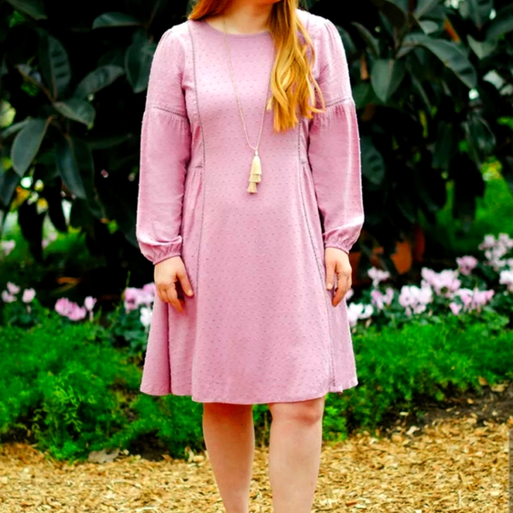 Matilda Jane Lets Go Together Turn on The Charm Pink Fall Dress Size Medium